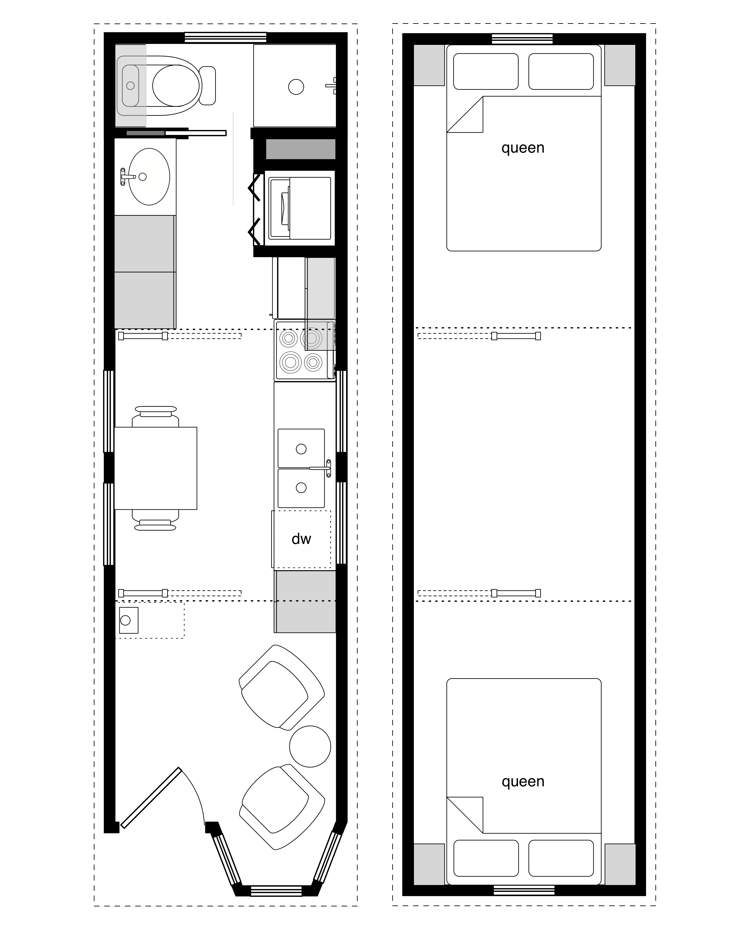 Sample Floor Plans for the 8x28 Coastal Cottage Tiny