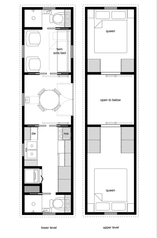 Tiny House Floor Plans with Lower Level Beds Tiny House