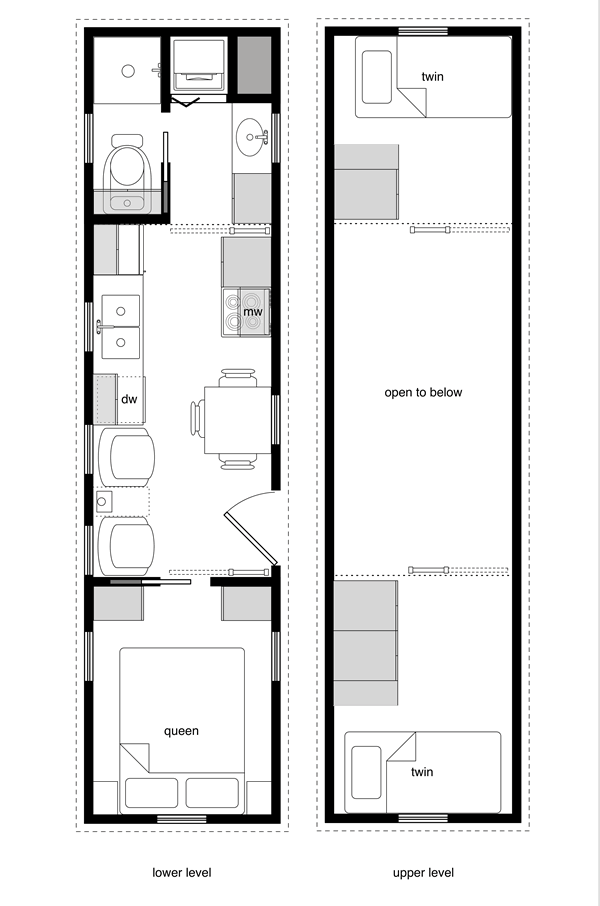 Tiny House Floor Plans with Lower Level Beds - Tiny House ...